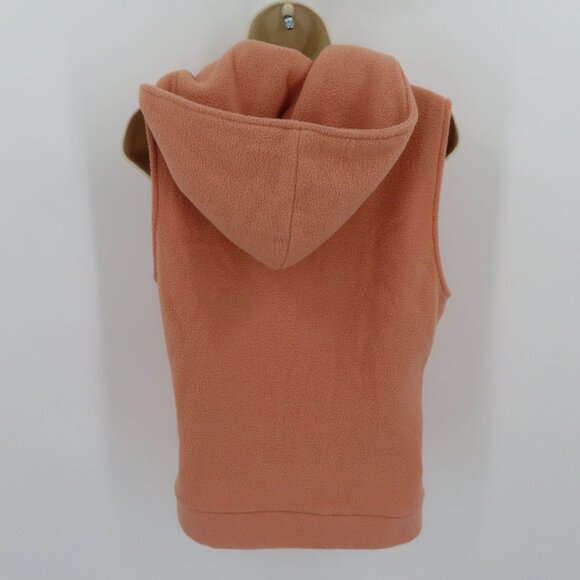 Thanth Womens Small Peach Pink Fleece Sleeveless Motorcycle Hooded Vest Coat - Picture 5 of 10
